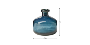 Tito Hand Blown Blue Glass 5h Wide Bottle Vase (4)