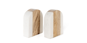 WYATT WOOD AND MARBLE BOOKENDS, S2 (2)