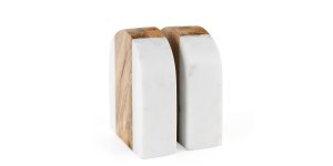 WYATT WOOD AND MARBLE BOOKENDS, S2 (4)