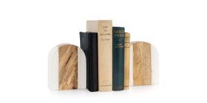 WYATT WOOD AND MARBLE BOOKENDS, S2 (5)