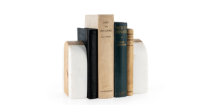 WYATT WOOD AND MARBLE BOOKENDS, S2 (6)