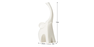 Whimsical Elephant 10h Ceramic Decor Sculpture - Matte White (3)