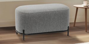 Pender Pin Leg Ashton Weave Upholstery Short Bench – Stone Grey