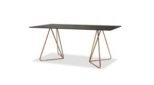 Papillion Dining Table Black W Gold Base