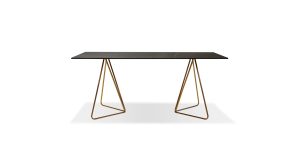 Papillion Dining Table Black W Gold Base