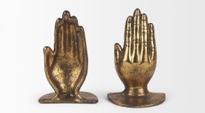 Praying Hands Bookends Gold