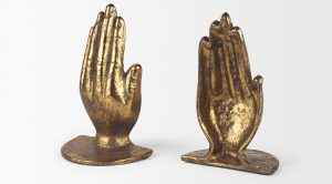 Praying Hands Bookends Gold