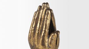 Praying Hands Bookends Gold