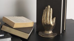 Praying Hands Bookends Gold