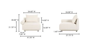 Rosello Left Arm Facing Chair- White (6)