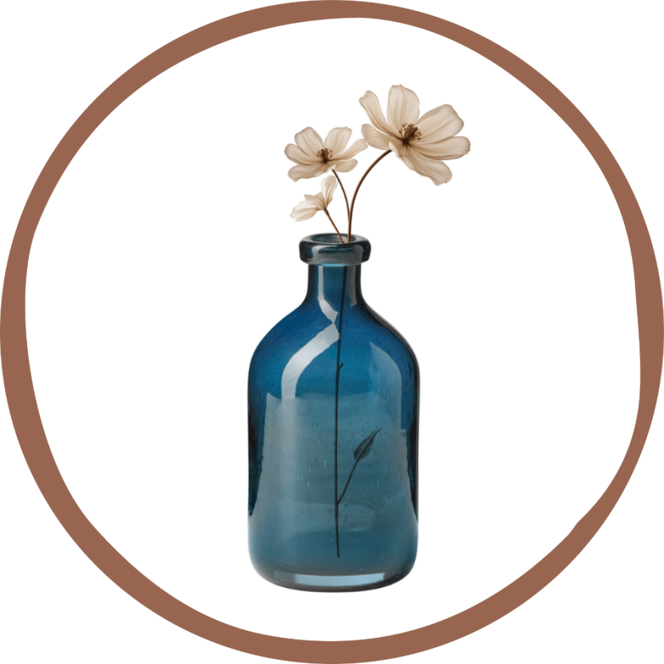 Tito Hand Blown Blue Glass 8h” Bottle Vase