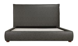 LUZON QUEEN BED TALL HEADBOARD SLATE VEGAN LEATHER