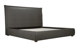 LUZON QUEEN BED TALL HEADBOARD SLATE VEGAN LEATHER