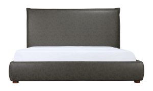 LUZON QUEEN BED TALL HEADBOARD SLATE VEGAN LEATHER