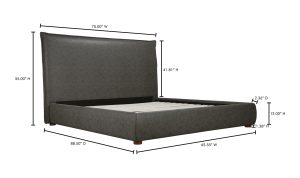 LUZON QUEEN BED TALL HEADBOARD SLATE VEGAN LEATHER