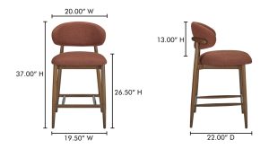 ELLIE COUNTER STOOL PERFORMANCE FABRIC-RUST