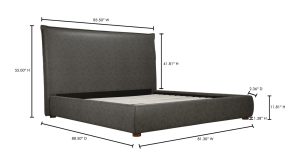 LUZON KING BED TALL HEADBOARD SLATE VEGAN LEATHER