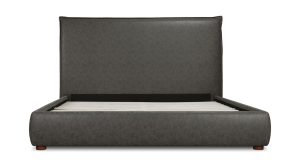 LUZON KING BED TALL HEADBOARD SLATE VEGAN LEATHER