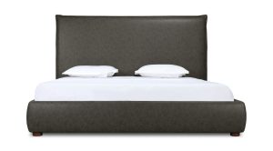 LUZON KING BED TALL HEADBOARD SLATE VEGAN LEATHER