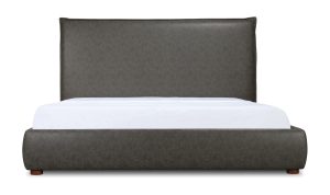 LUZON QUEEN BED TALL HEADBOARD SLATE VEGAN LEATHER