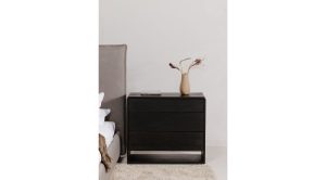 Quinton 3 Drawer Nightstand Black