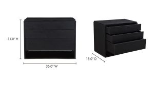 Quinton 3 Drawer Nightstand Black