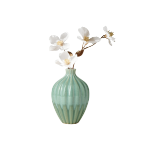 Allium Gourd 6h” Reactive Green Glaze Ceramic Vase