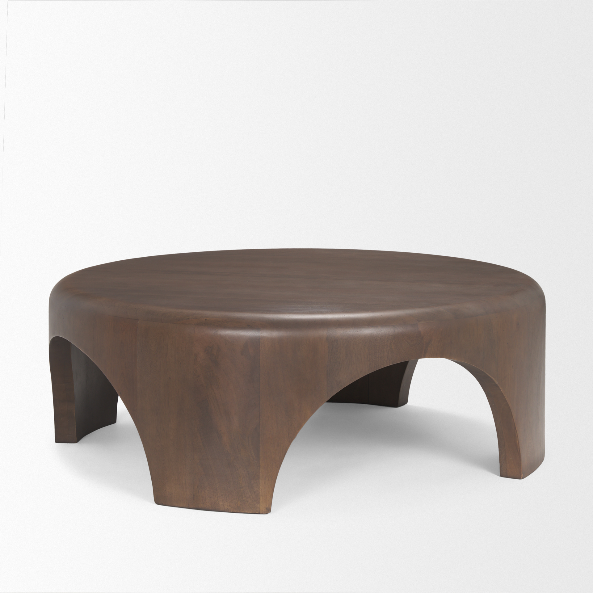Shima Round Dark Brown Wood Coffee Table - Thumbnail 5