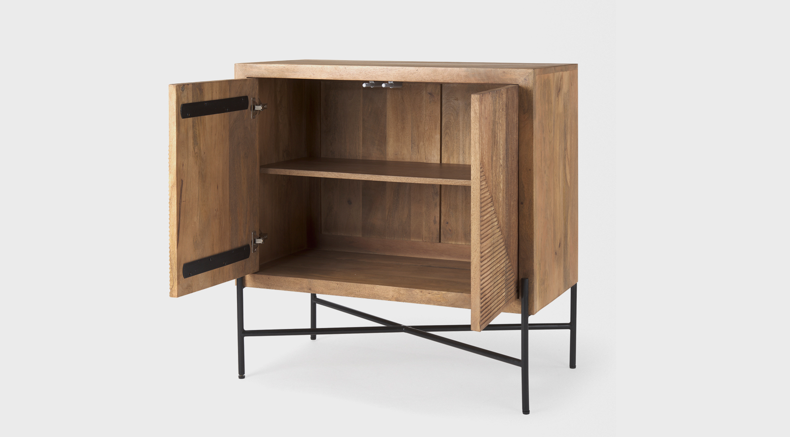 Cairo 36.0L x 19.5W x 36.0H 2 Door Wood and Metal Cabinet - Image 2