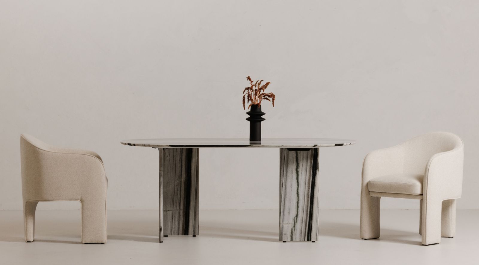 Celia Oval Dining Table- Panda Marble - Image 7