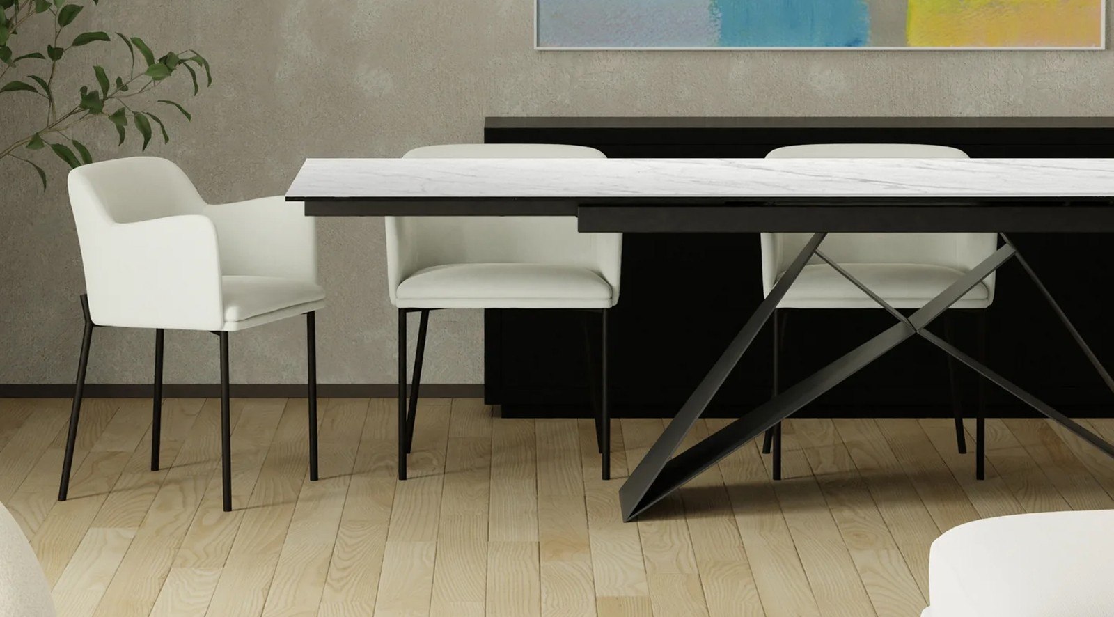The W Double Extension Dining Table White - Image 6
