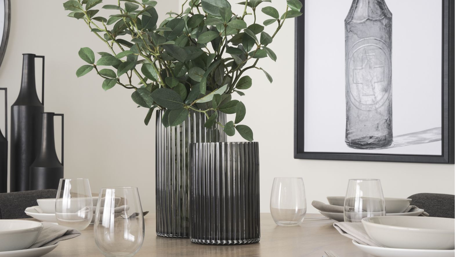 Dawn Black Glass Vase-Short