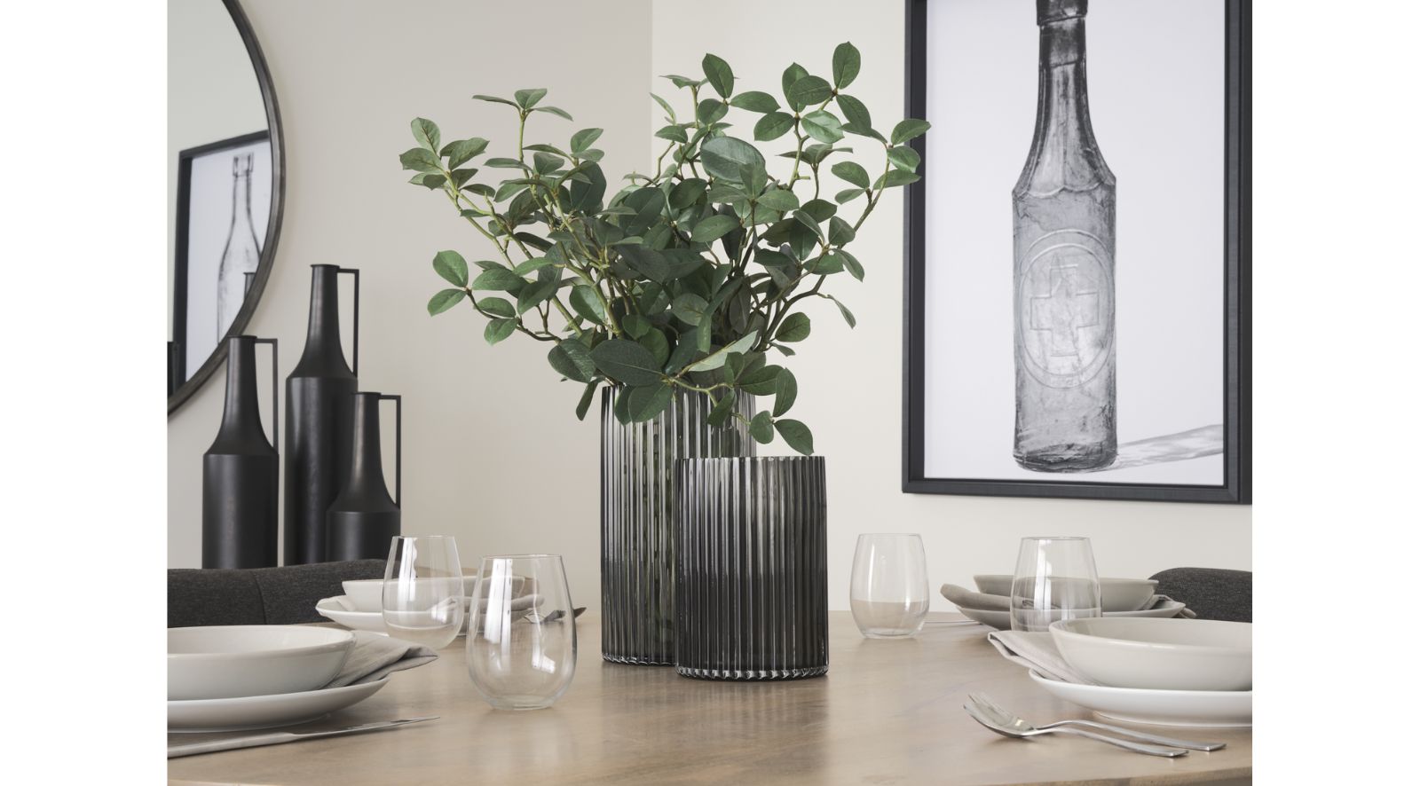 Dawn Black Glass Vase-Tall
