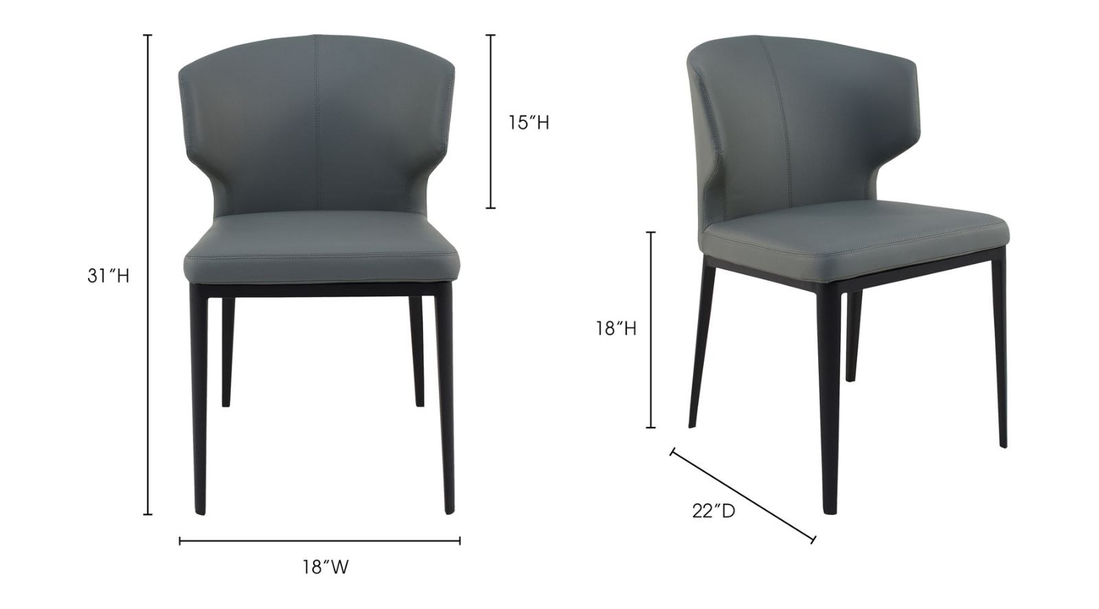 Delaney Dining Chair-Grey - Image 5