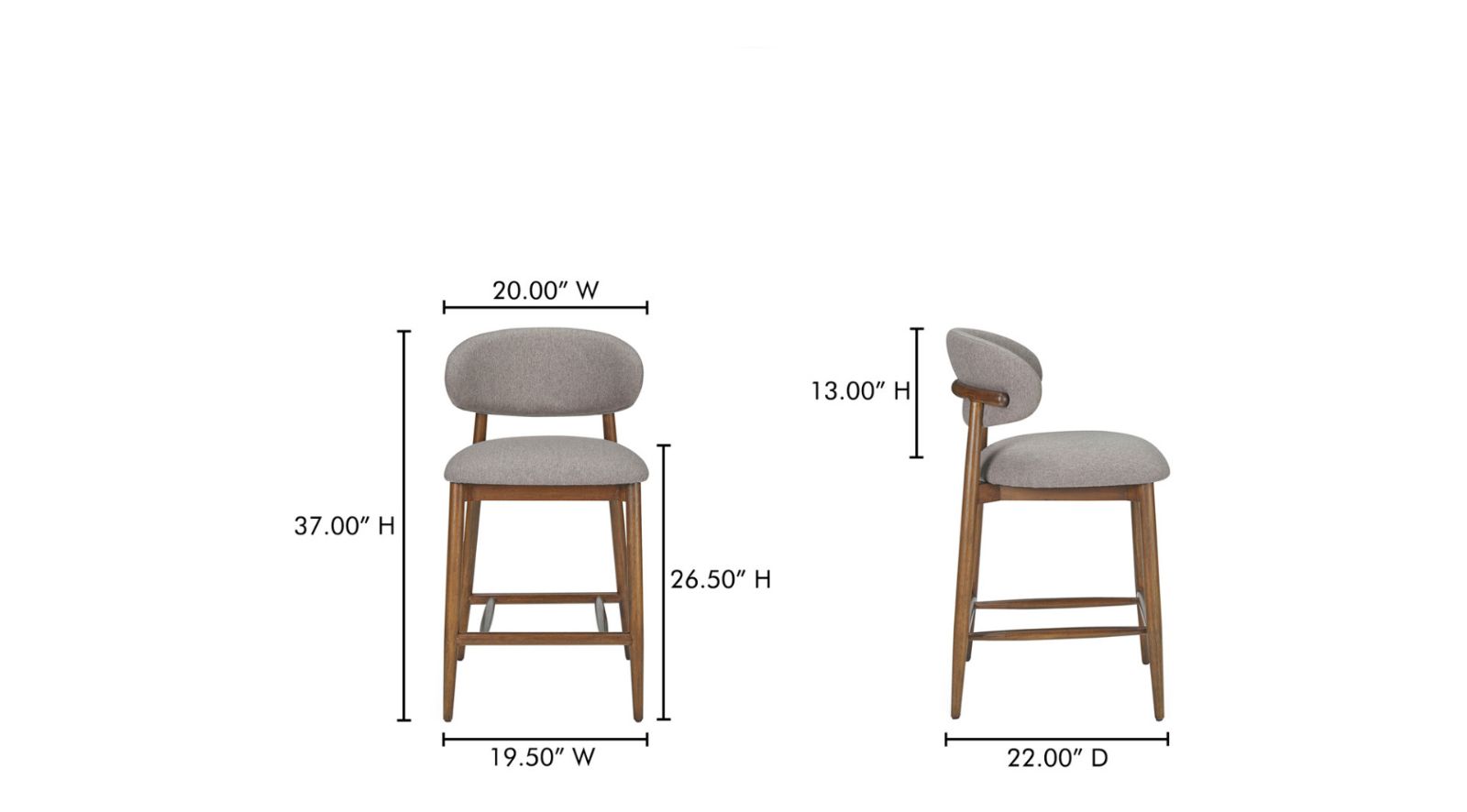 ELLIE COUNTER STOOL PERFORMANCE FABRIC-LIGHT BROWN - Image 5