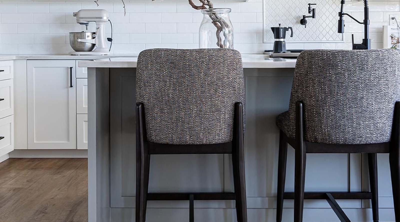 Fawcett Counter Stool- Dark Base - Pepper - Image 3