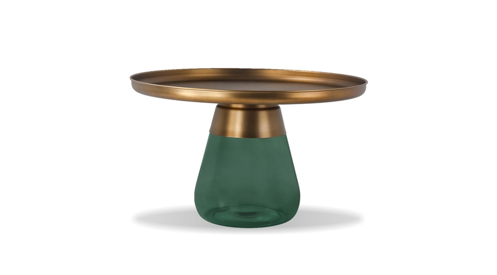 Duverre Coffee Table-antique Brass / Green Glass Base