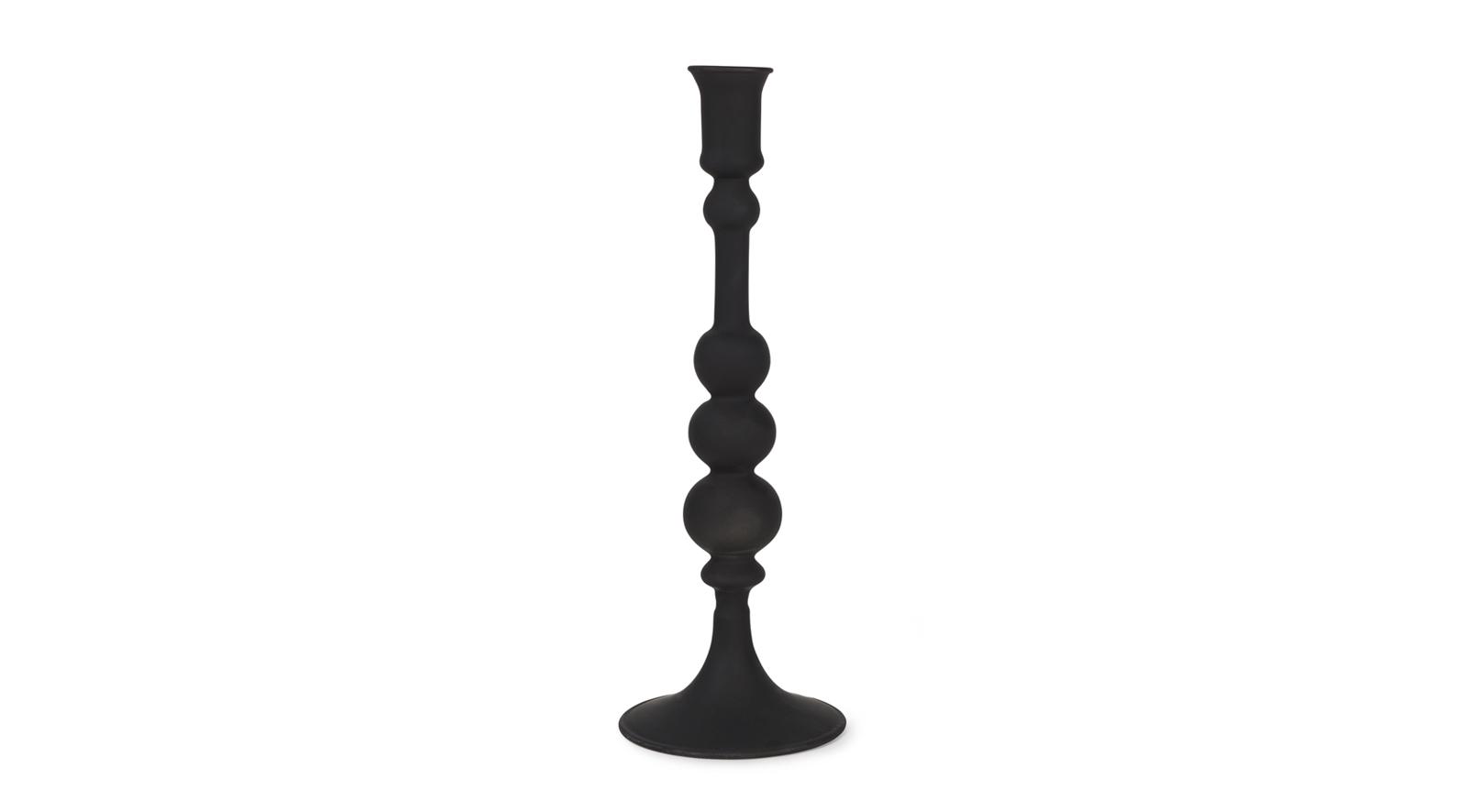 Haute Black Glass Candlestick Large
