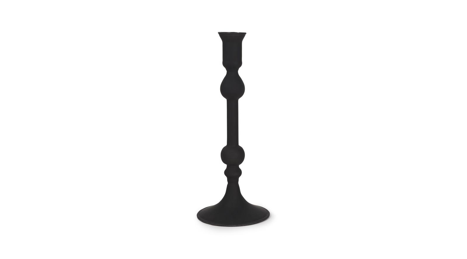 Haute Black Glass Candlestick Medium