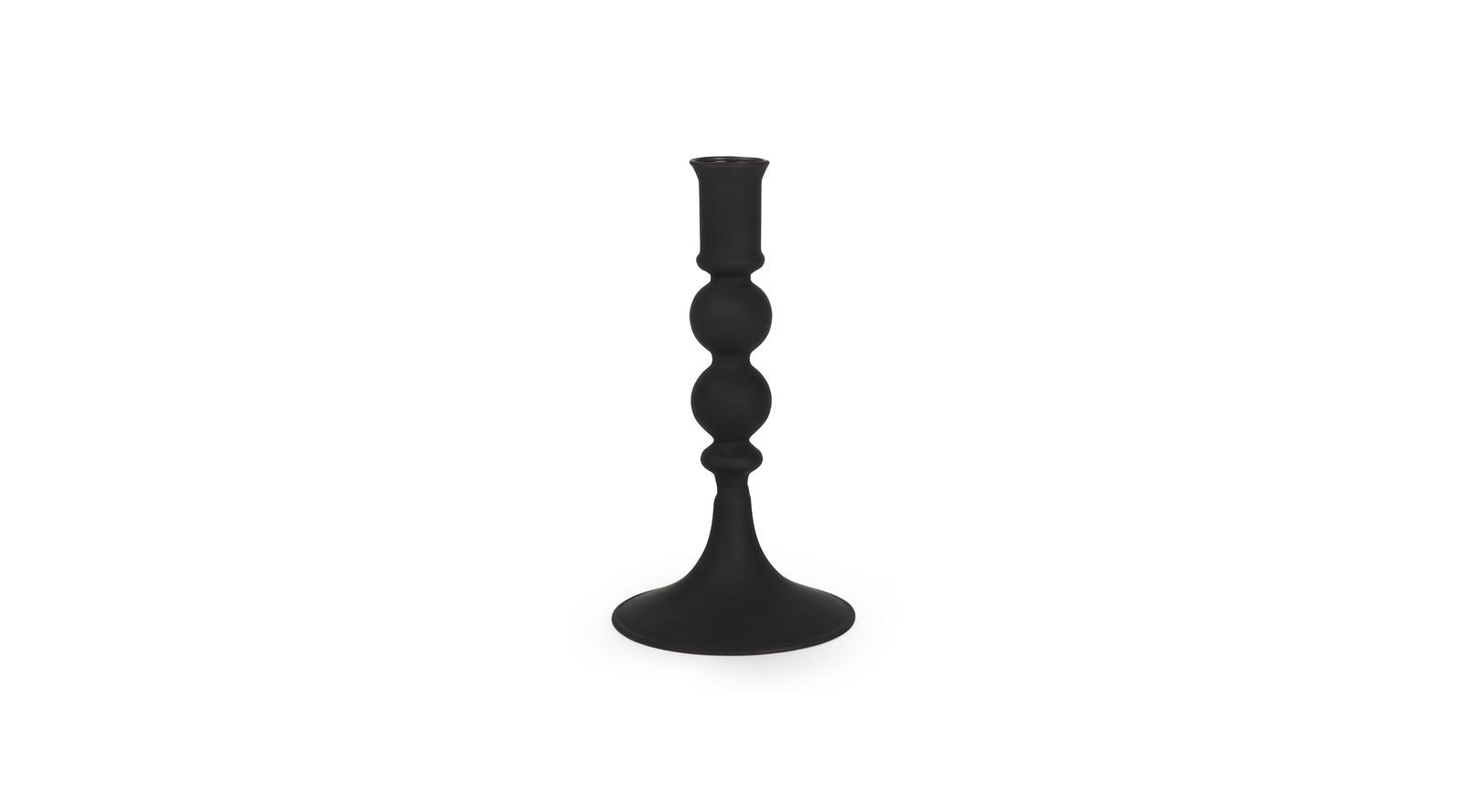 Haute Black Glass Candlestick Small
