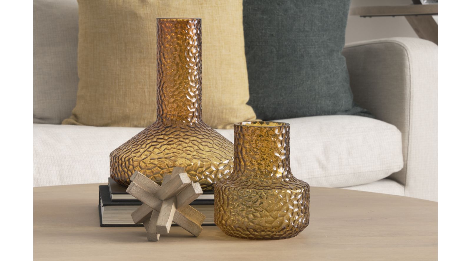 Jolene Amber Glass Vase-Tall
