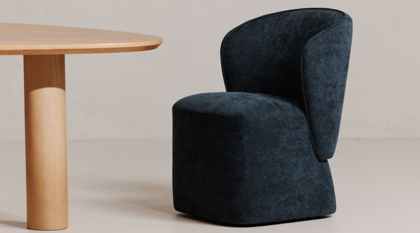 Larson Rolling Dining Chair-Navy Blue - Image 4