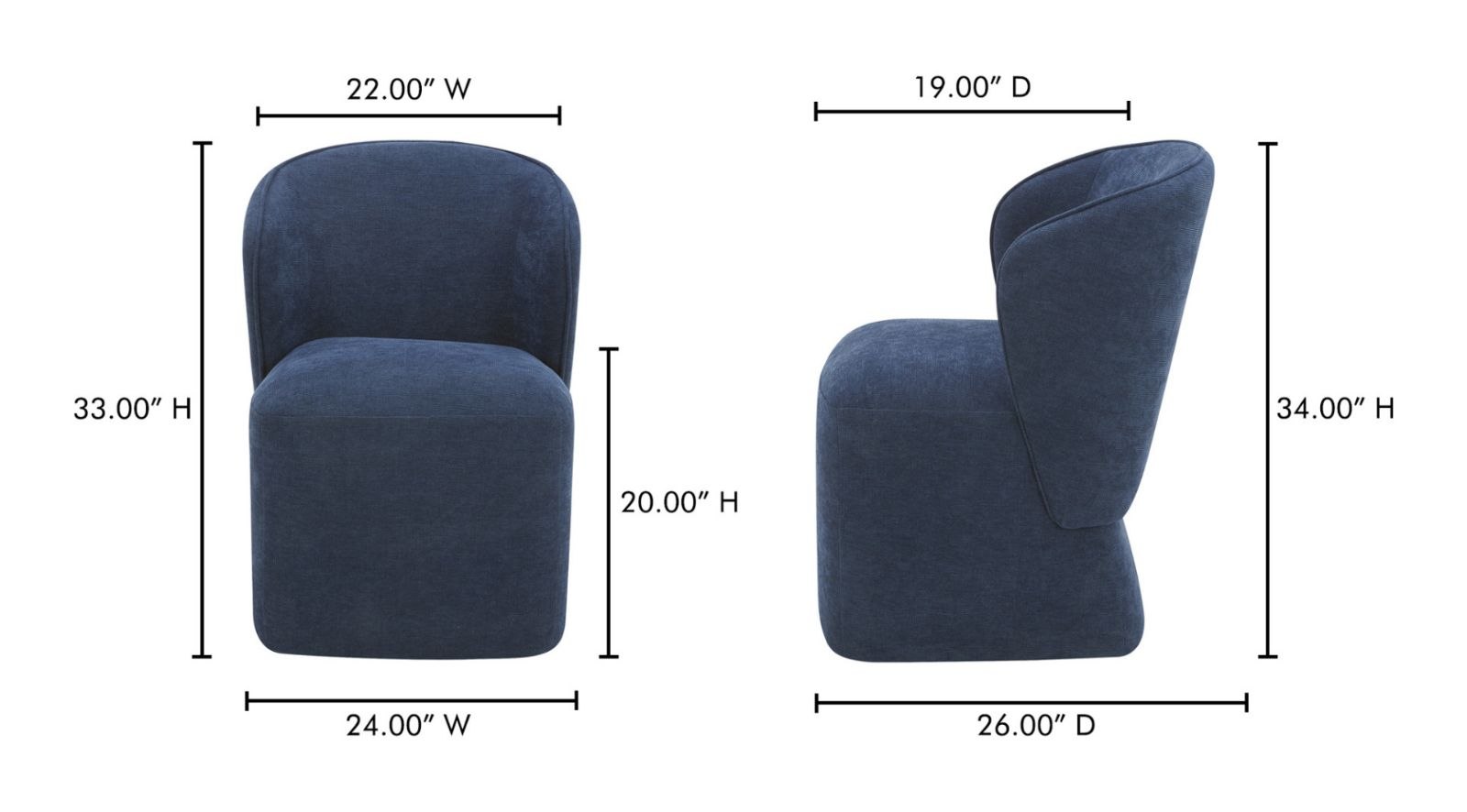 Larson Rolling Dining Chair-Navy Blue - Image 11