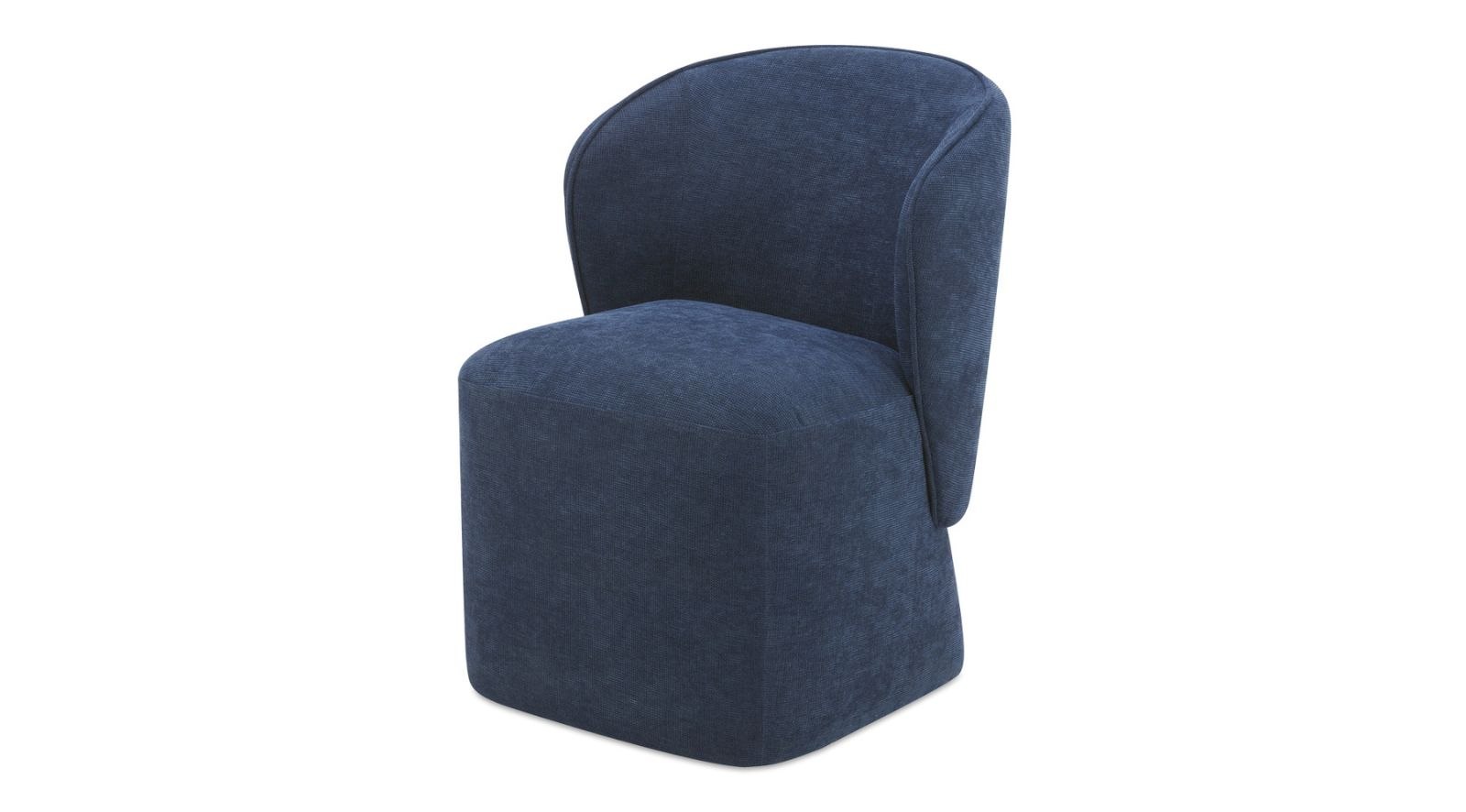 Larson Rolling Dining Chair-Navy Blue - Image 3