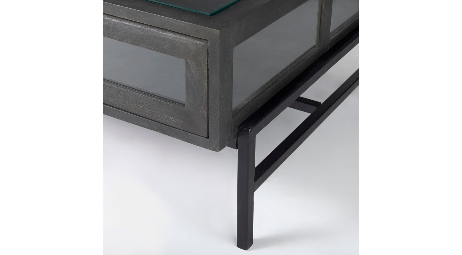 Arelius Dark Brown Wood W/Black Metal Frame Coffee Table - Image 3