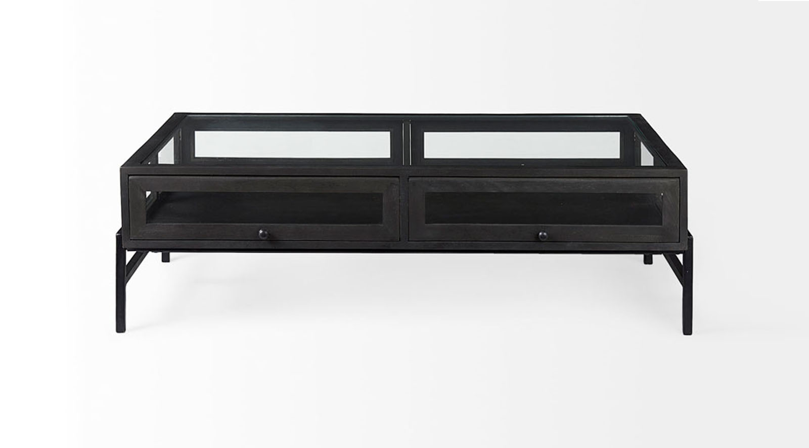 Arelius Dark Brown Wood W/Black Metal Frame Coffee Table - Image 2