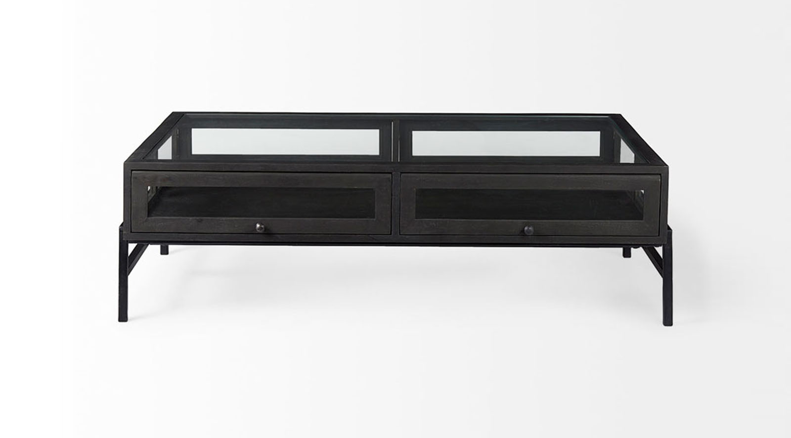 Arelius Dark Brown Wood W/Black Metal Frame Coffee Table - Image 9