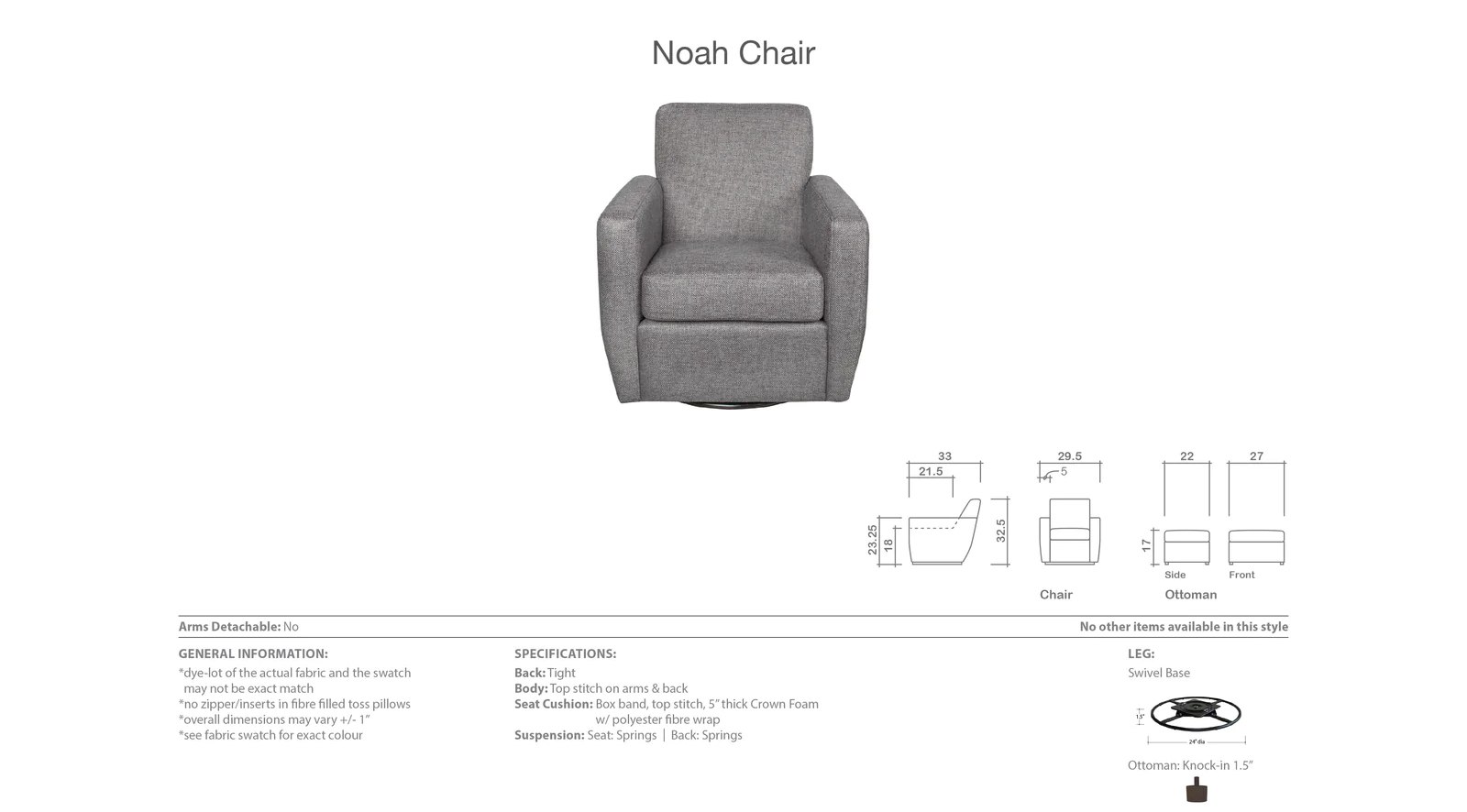 Noah Swivel Chair - Image 6