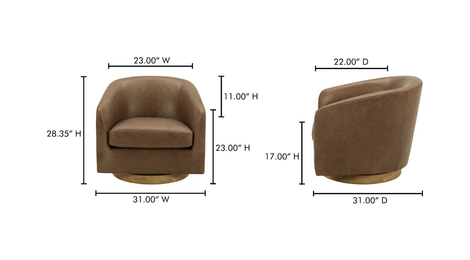 Oscy Leather Swivel Chair - Image 10