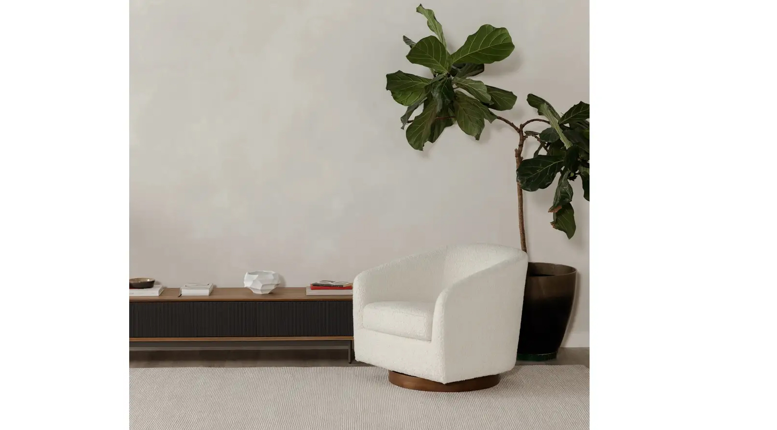Oscy Swivel Chair- Shearling White - Image 3